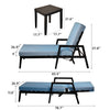 3-Piece Modern Patio Chaise Lounge Set with Plush Cushions, and Adjustable Backrests with Table