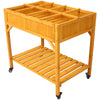 Elevated 8 Pocket Garden Bed on Wheels for Flowers, Herbs, and Vegetables with Storage Shelf & Drainage Holes