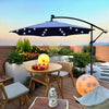 10ft Patio Umbrella with Solar Powered LED Lights, Crank, and Cross Base