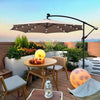 10ft Patio Umbrella with Solar Powered LED Lights, Crank, and Cross Base