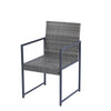 9 Pieces Patio Dining Set - Grey Rattan Chairs - With Glass Table Top and Dark Grey Cushions