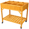 Elevated 8 Pocket Garden Bed on Wheels for Flowers, Herbs, and Vegetables with Storage Shelf & Drainage Holes