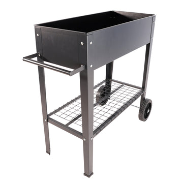 Black Metal Raised Garden Bed Cart with Wheels for Easy Moving - Good for Vegetables, Flowers, and Herbs