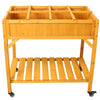 Elevated 8 Pocket Garden Bed on Wheels for Flowers, Herbs, and Vegetables with Storage Shelf & Drainage Holes