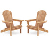 Set of 2 Outdoor Wooden Folding Adirondack Chairs For Garden, Lawn, Backyard, Deck, And Pool Side Half Assembled Durable And Comfortable