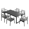 Modern 7-Piece Outdoor Dining Table & Woven Back Chair Set