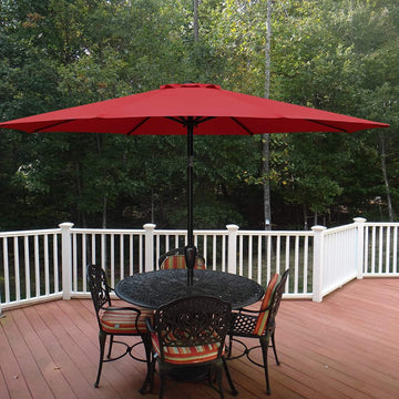 9ft Red Patio Umbrella - Button Tilt & Easy Turn Crank For Garden, Patio, and Yard