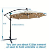 10ft Patio Umbrella with Solar Powered LED Lights, Crank, and Cross Base