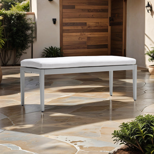 Aluminum Outdoor Patio Bench with Plush Cushion