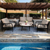 5-Piece Modern Patio Conversation Set with Plush Cushions, Marble-Look Coffee Table, & End Table