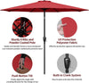 9ft Red Patio Umbrella - Button Tilt & Easy Turn Crank For Garden, Patio, and Yard