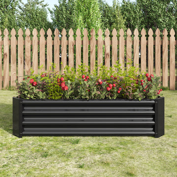 Rectangular Metal Raised Garden Bed for Flowers, Vegetables, and Herbs