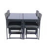 9 Pieces Patio Dining Set - Grey Rattan Chairs - With Glass Table Top and Dark Grey Cushions