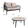 2-Piece Modern Patio Set: Ember Black Aluminum Loveseat with Plush Cushions & Oval Marble-Look Coffee Table