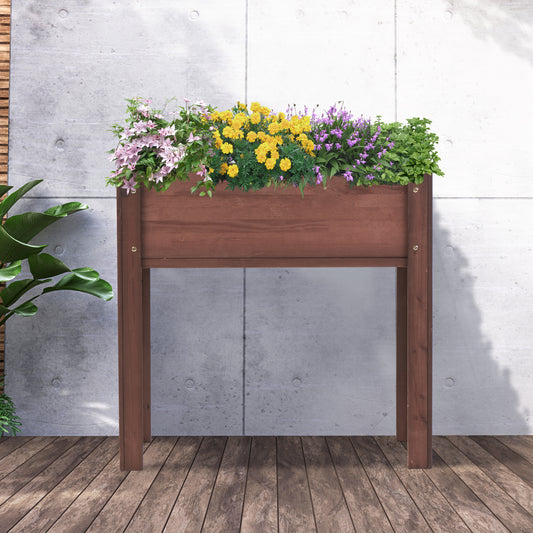 Elevated Wooden Planter Box for Outdoor Flowers, Vegetables, & Herbs