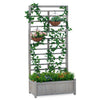 Raised Garden Bed with Trellis, Outdoor Wooden Planter Box for Climbing Plants, Vegetables, and Herb Growing