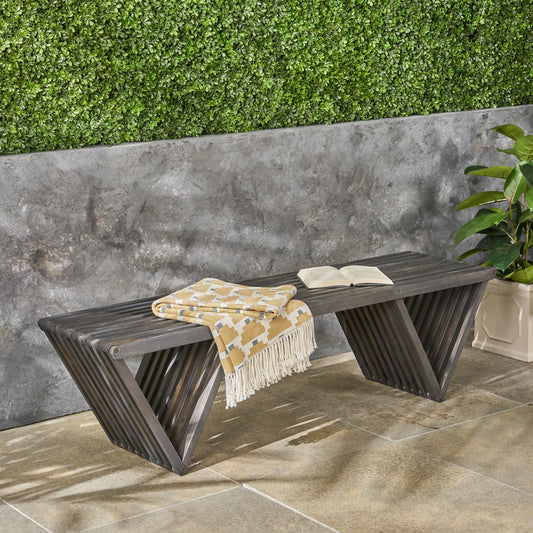 Modern Triangular Leg Outdoor Bench