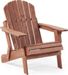 Outdoor Oversize Wooden Folding Adirondack Chair with Pre-Assembled Back Rest And Seatfor Garden, Lawn, Backyard, Deck, Pool Side, And Fire Pit