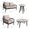 5-Piece Modern Patio Conversation Set with Plush Cushions, Marble-Look Coffee Table, & End Table