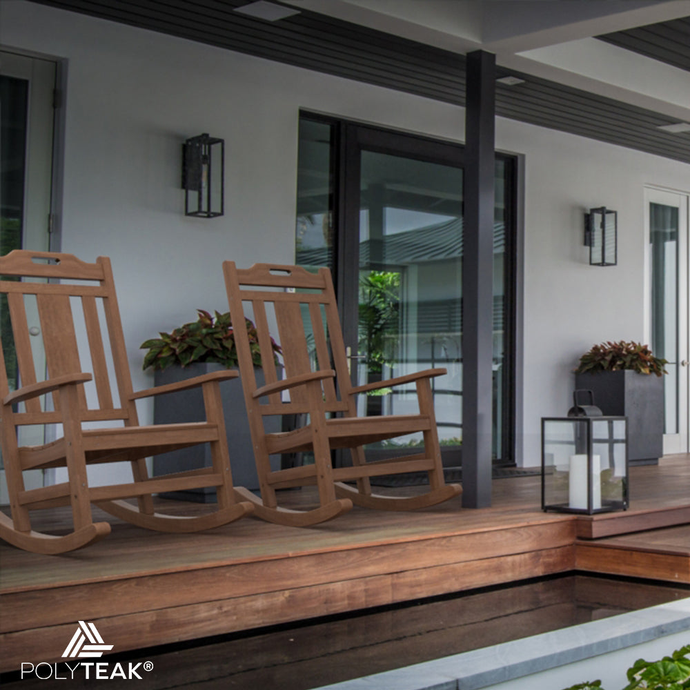 Open Box Modern Rocking Chair Brown PolyTEAK